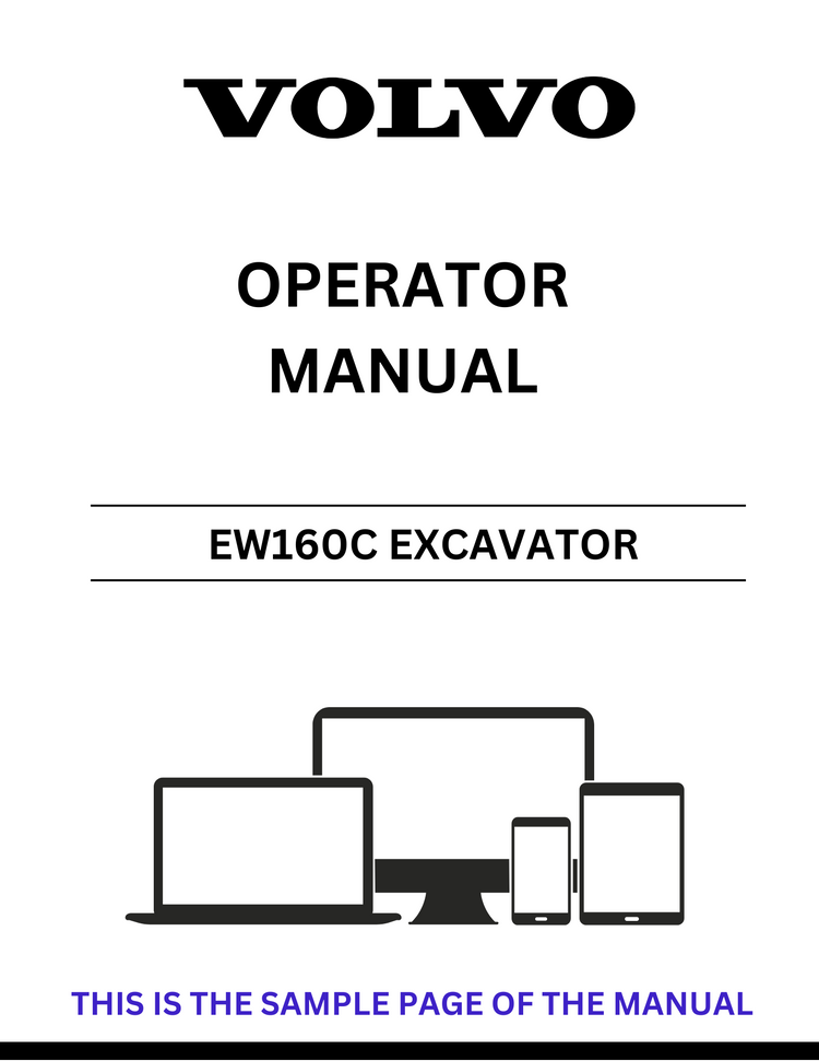 VOLVO EW160C EXCAVATOR OPERATOR MANUAL - PDF FILE