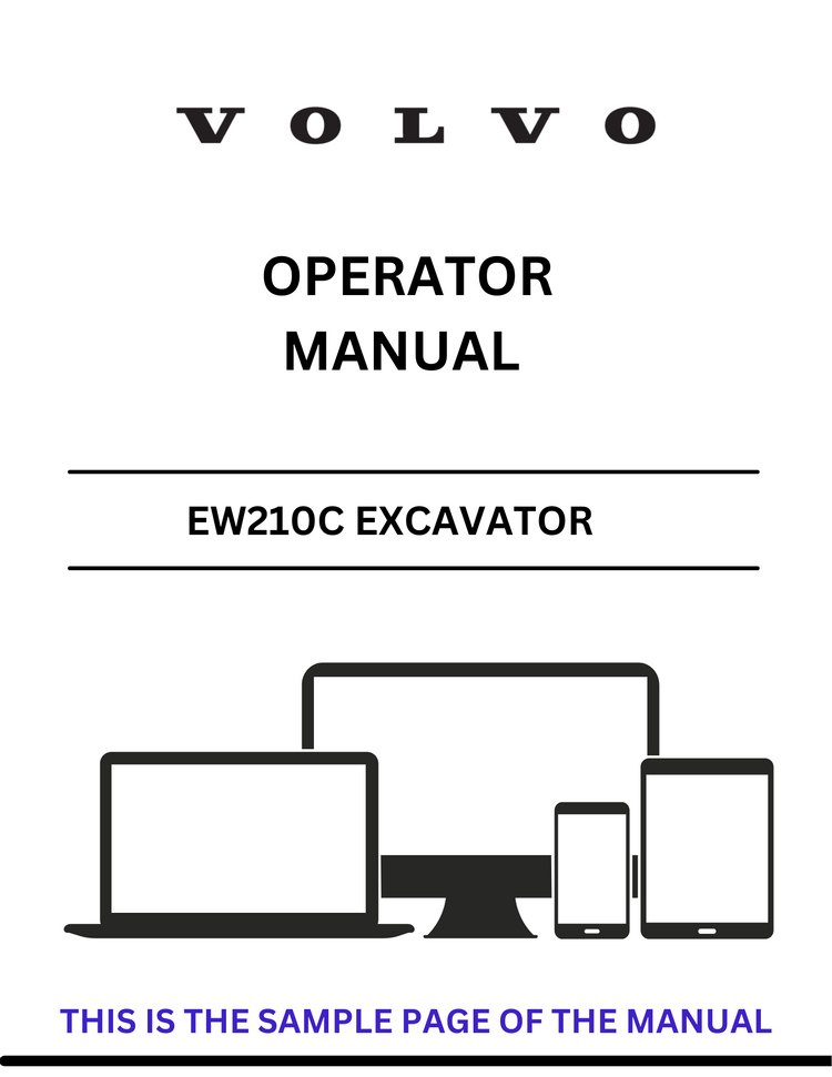 VOLVO EW210C EXCAVATOR OPERATOR MANUAL - PDF FILE