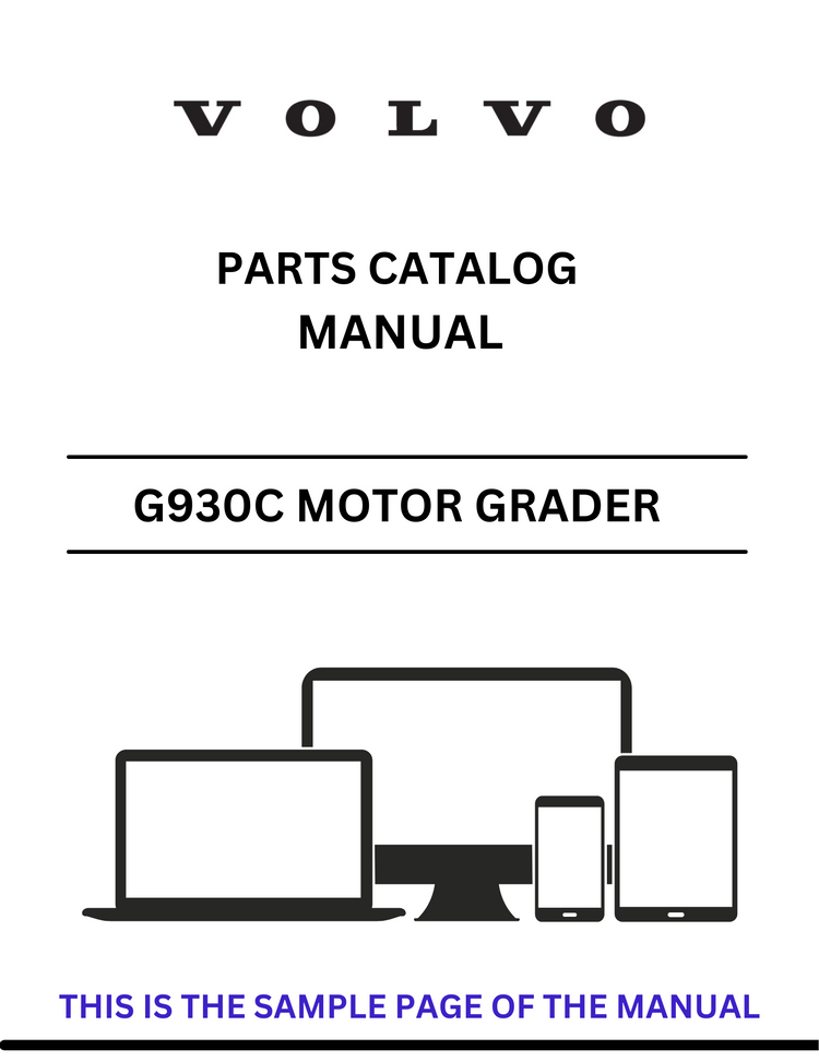 VOLVO G930C MOTOR GRADER (GRD) PARTS CATALOG MANUAL (PDF FILE)