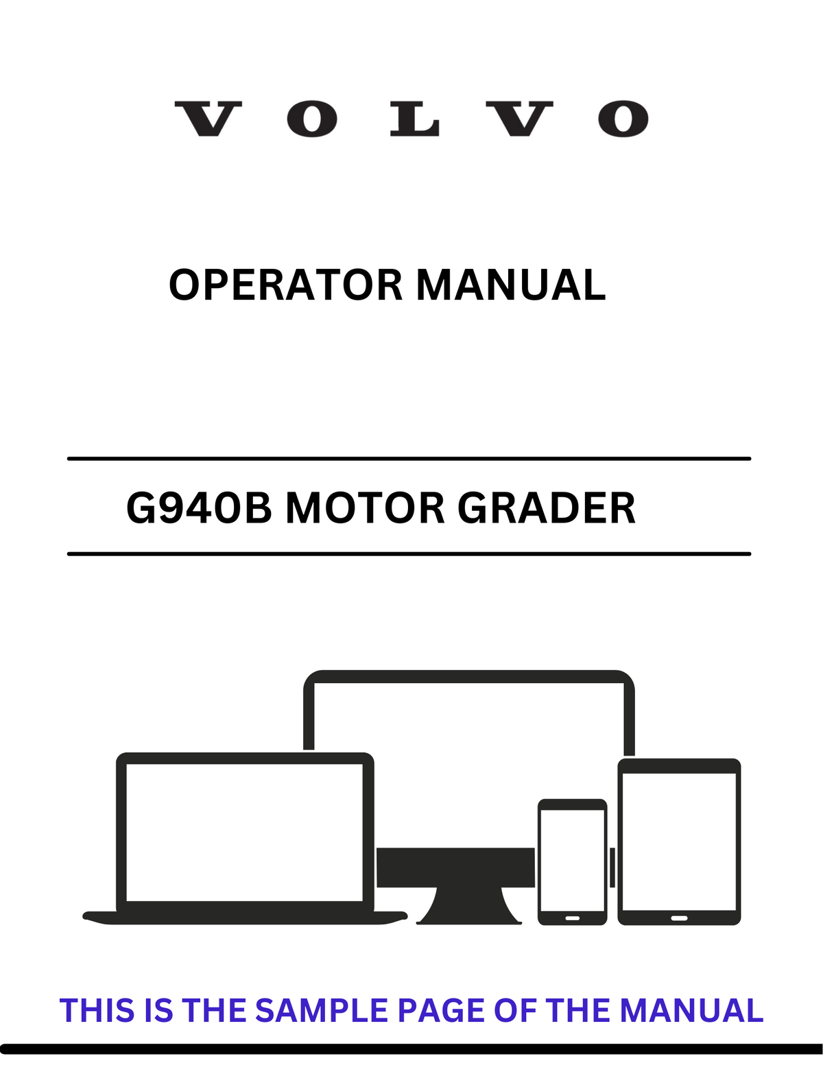 VOLVO G940B MOTOR GRADER (GRD) OPERATOR MANUAL (PDF FILE)