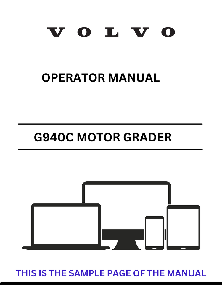 VOLVO G940C MOTOR GRADER (GRD) OPERATOR MANUAL (PDF FILE)