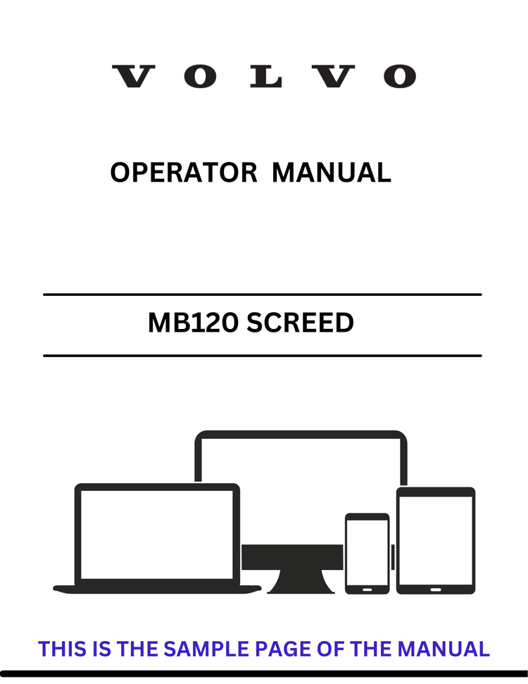 VOLVO MB120 GST SCREED (SCR) OPERATOR MANUAL (PDF FILE)