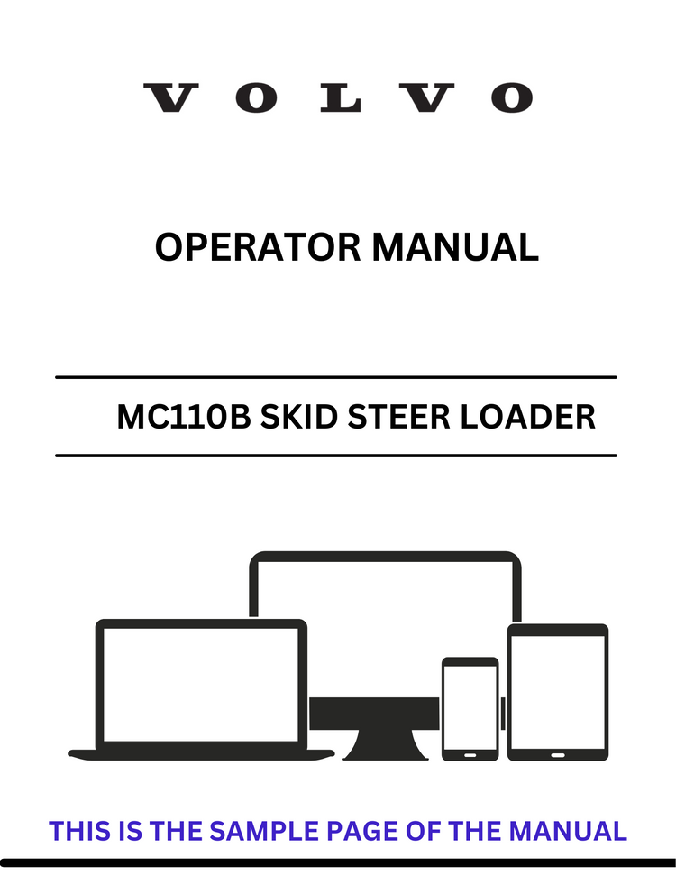 VOLVO MC110B SKID STEER LOADER (SSL) OPERATOR MANUAL (PDF FILE)