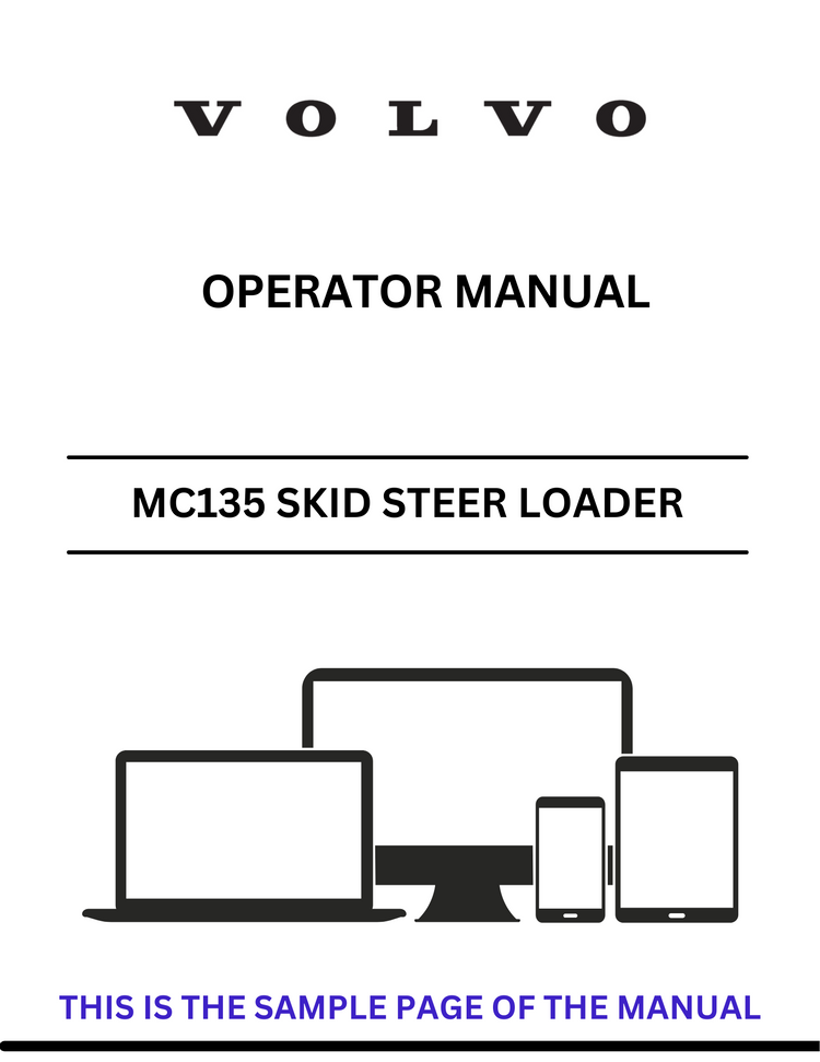 VOLVO MC135 SKID STEER LOADER (SSL) OPERATOR MANUAL (PDF FILE)