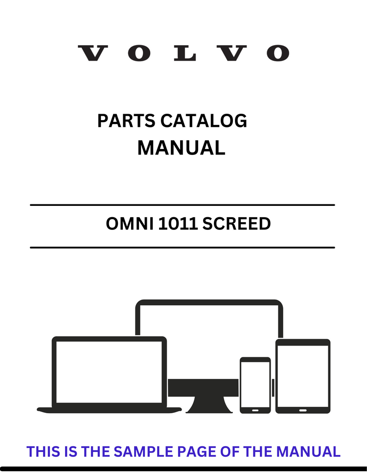 VOLVO OMNI 1011 SCREED (SCR) PARTS CATALOG MANUAL (PDF FILE)