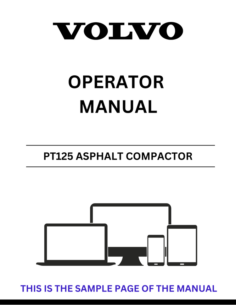 VOLVO PT125 ASPHALT COMPACTOR OPERATOR MANUAL - PDF FILE