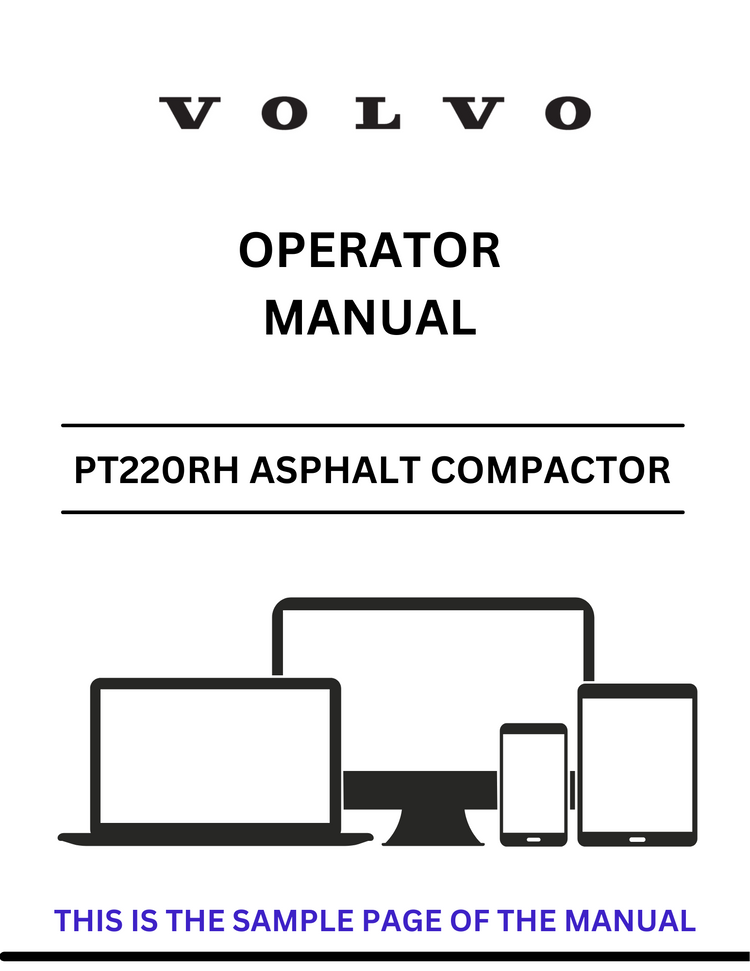 VOLVO PT220RH ASPHALT COMPACTOR OPERATOR MANUAL - PDF FILE