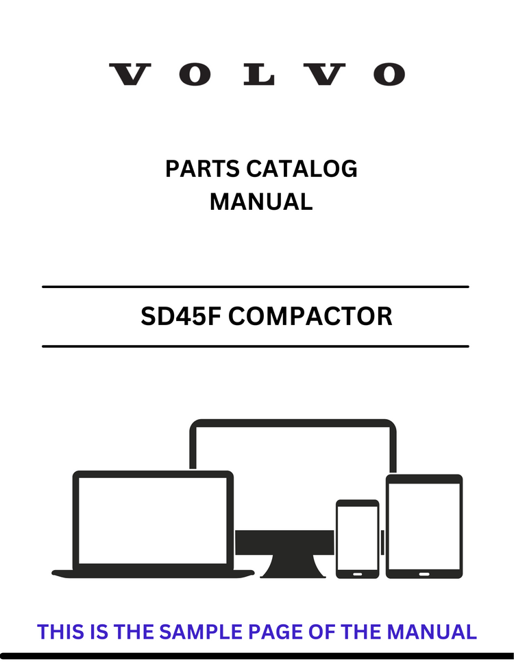 VOLVO SD45F 100 COMPACTOR (COS) PARTS CATALOG MANUAL (PDF FILE)