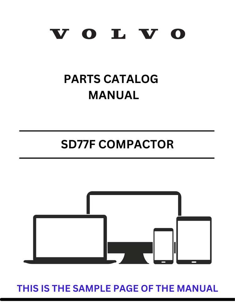VOLVO SD77F 100 COMPACTOR (COS) PARTS CATALOG MANUAL (PDF FILE)