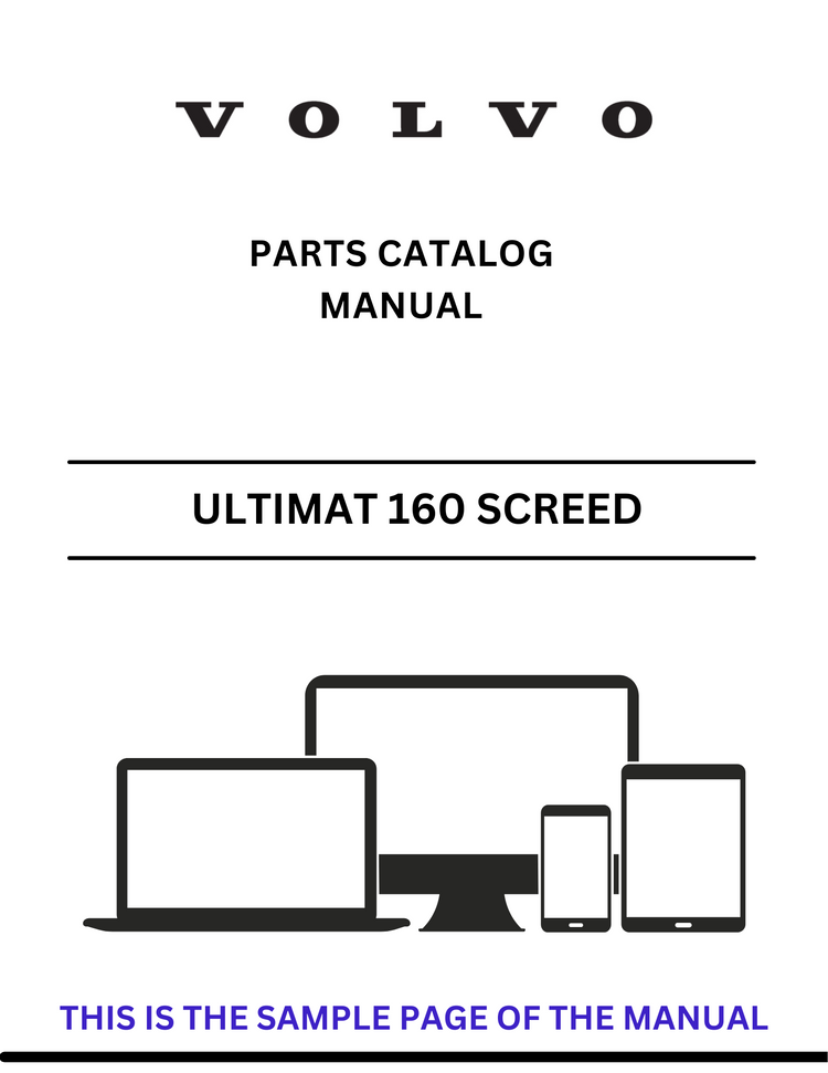 VOLVO ULTIMAT 160 PID.1 SCREED (SCR) PARTS CATALOG MANUAL (PDF FILE)