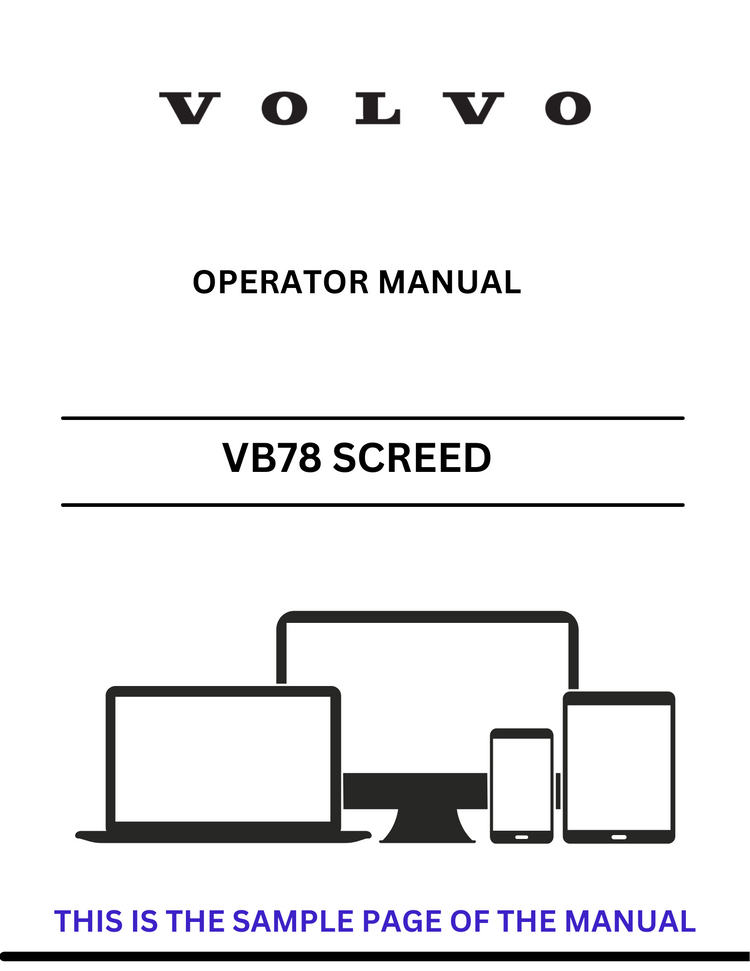 VOLVO VB78 ETC SCREED (SCR) OPERATOR MANUAL (PDF FILE)