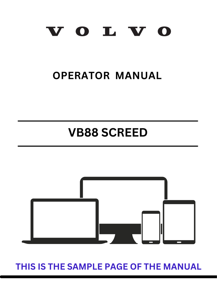 VOLVO VB88 ETC SCREED (SCR) OPERATOR MANUAL (PDF FILE)