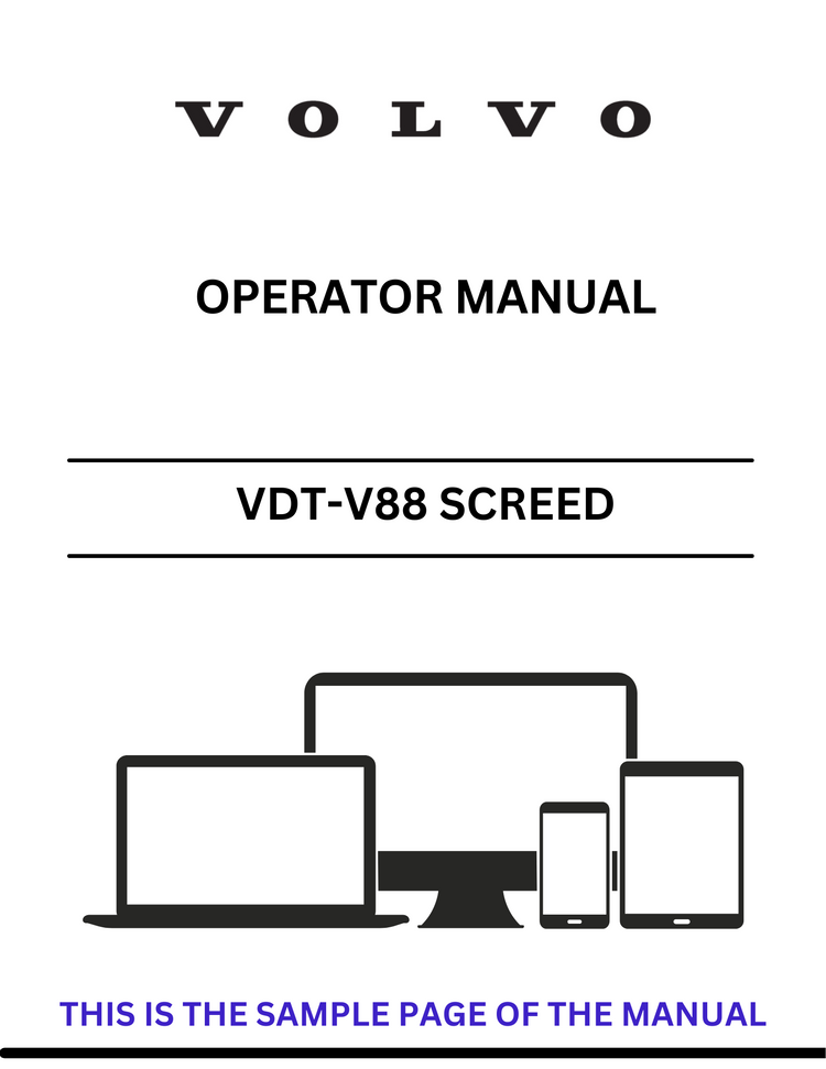 VOLVO VDT-V88 ETC SCREED (SCR) OPERATOR MANUAL (PDF FILE)