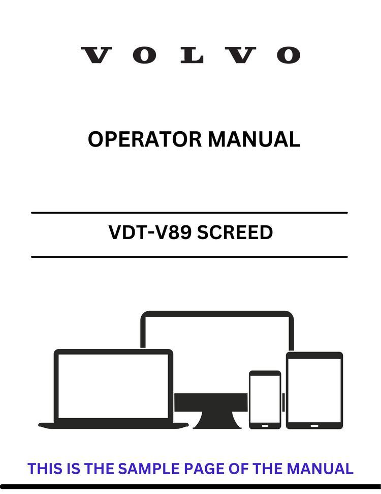 VOLVO VDT-V89 ETC SCREED (SCR) OPERATOR MANUAL (PDF FILE)