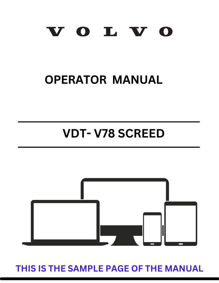 VOLVO VDT- V78 ETC SCREED (SCR) OPERATOR MANUAL (PDF FILE)
