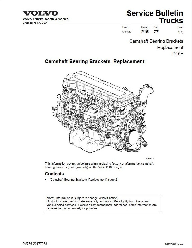 Volvo Engine D16 Service Manual PDF