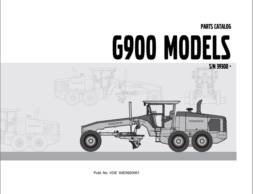 Volvo Motor Grader G900 Parts Catalog Manual VOE64E9920061 PDF