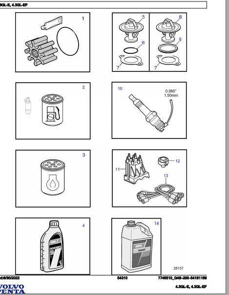 Volvo Penta Marine Gasoline Engines 4.3GL-E 4.3GL-EF Parts Catalog