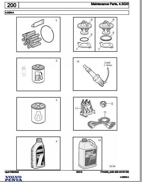 Volvo Penta Marine Gasoline Engines 4.3GXi-A Parts Catalog