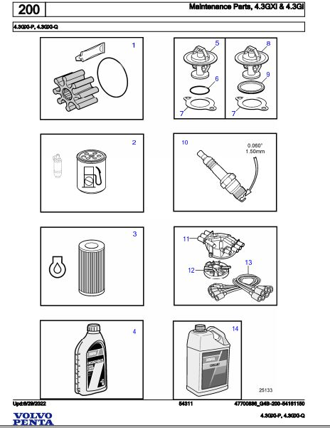 Volvo Penta Marine Gasoline Engines 4.3GXi-P 4.3GXi-Q Parts Catalog