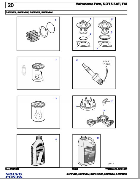 Volvo Penta Marine Gasoline Engines 5.0FiPMDA to 5.8FiPMDM Parts Catalog
