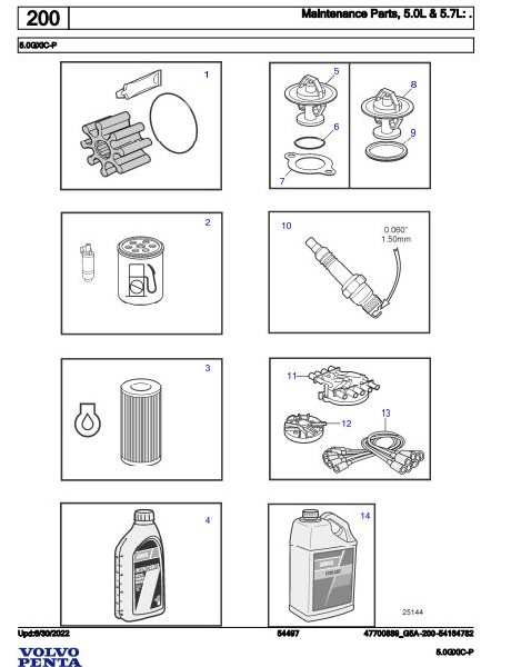 Volvo Penta Marine Gasoline Engines 5.0GXiC-P Parts Catalog