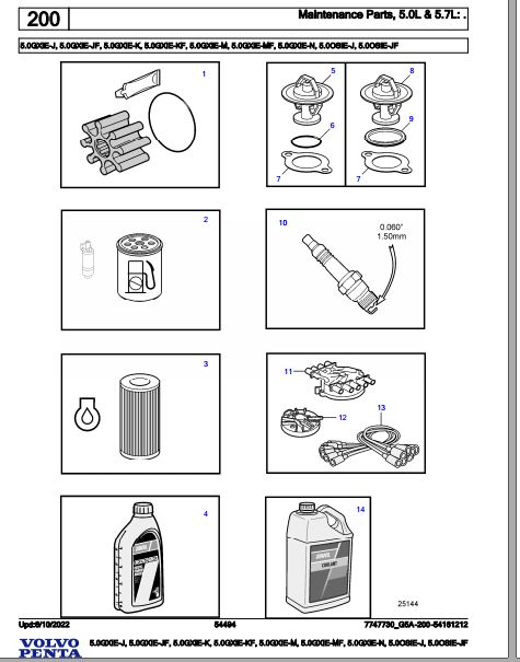Volvo Penta Marine Gasoline Engines 5.0GXiE-J to 5.0OSiE-JF Parts Catalog