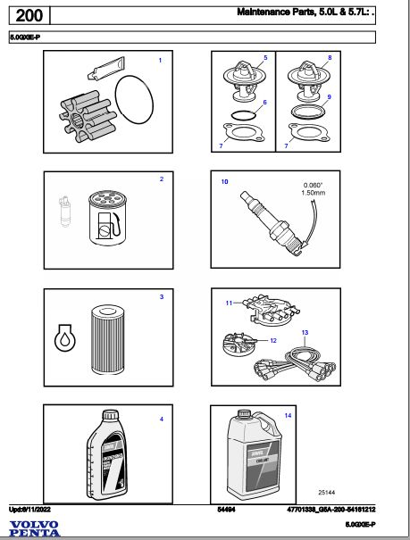 Volvo Penta Marine Gasoline Engines 5.0GXiE-P Parts Catalog