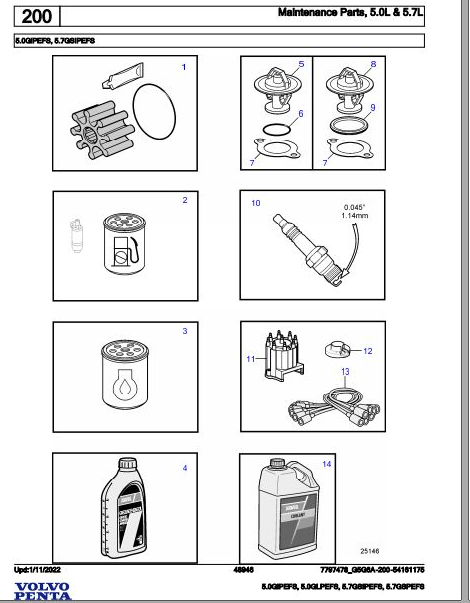Volvo Penta Marine Gasoline Engines 5.0GiPEFS to 5.7GSPEFS Parts Catalog