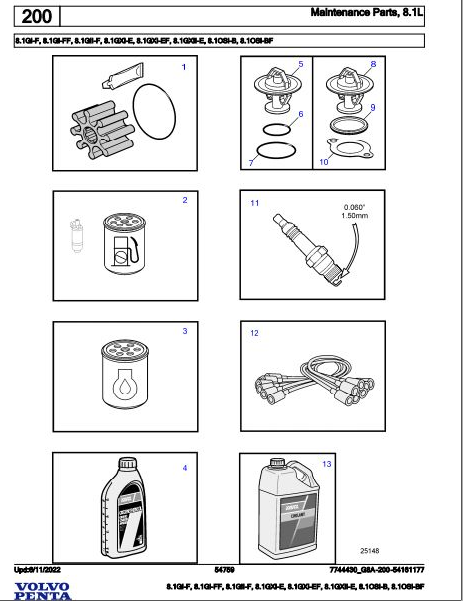 Volvo Penta Marine Gasoline Engines 8.1Gi-F to 8.1OSi-BF Parts Catalog