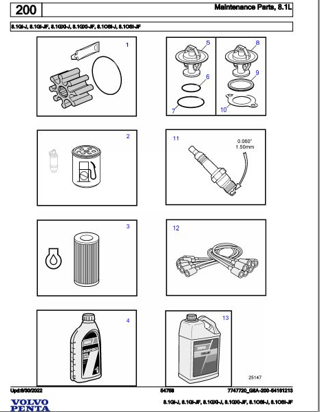 Volvo Penta Marine Gasoline Engines 8.1Gi-J to 8.1OSi-JF Parts Catalog