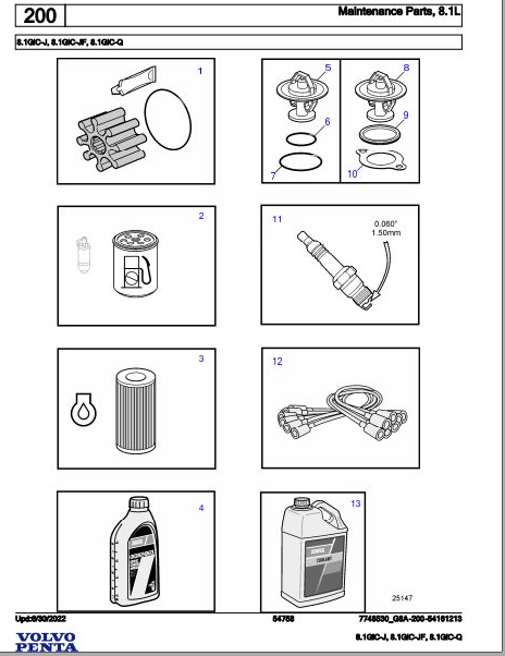 Volvo Penta Marine Gasoline Engines 8.1GiC-J to 8.1GiC-Q Parts Catalog