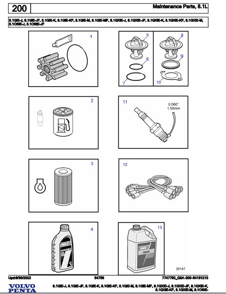 Volvo Penta Marine Gasoline Engines 8.1GiE-J to 8.1OSiE- Parts Catalog