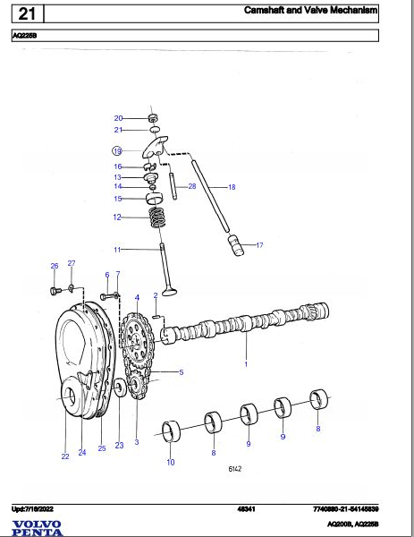 Volvo Penta Marine Gasoline Engines AQ200B AQ225B Parts Catalog