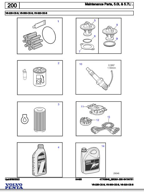 Volvo Penta Marine Gasoline Engines V8-225-CE-B to V8-320-CE-B Parts Catalog