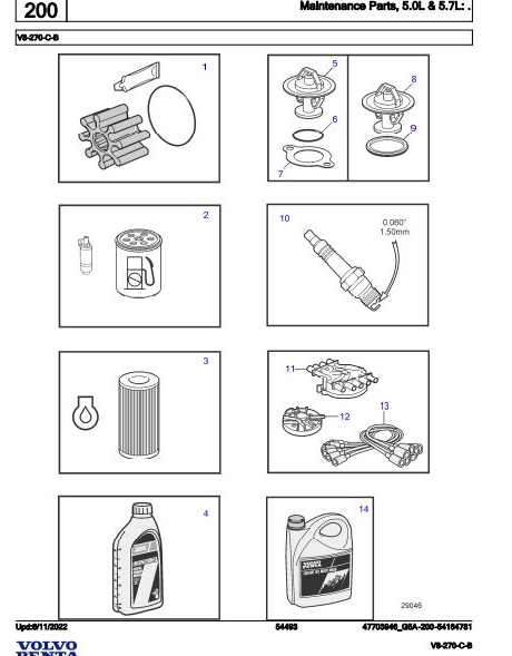 Volvo Penta Marine Gasoline Engines V8-270-E-B Parts Catalog