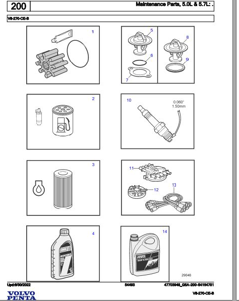 Volvo Penta Marine Gasoline Engines V8-270-CE-B Parts Catalog