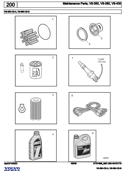 Volvo Penta Marine Gasoline Engines V8-380-CE-A V8-380-CE-B Parts Catalog