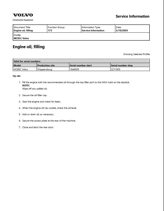 Volvo Skid Steer Loader MC85C Service Repair Manual PDF