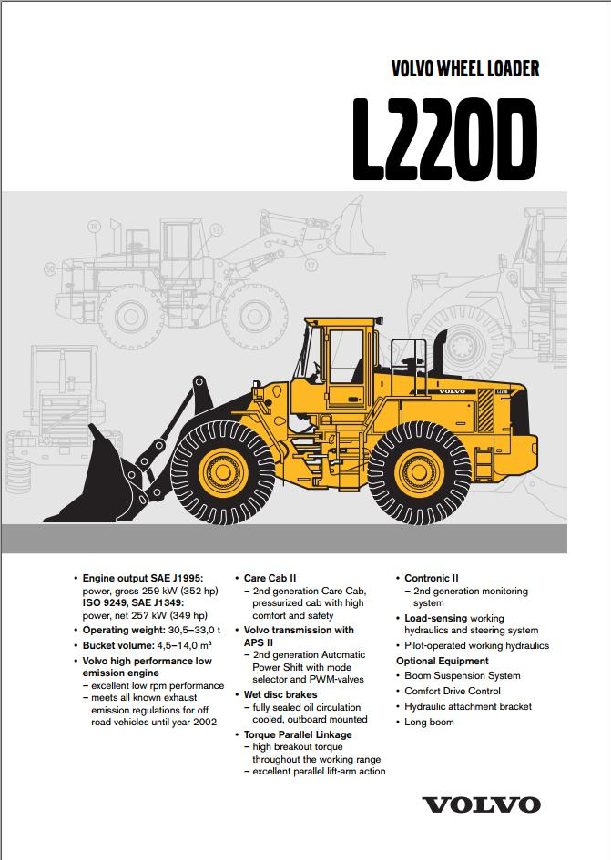 Volvo Wheel Loader L220D Service and Repair Manual PDF