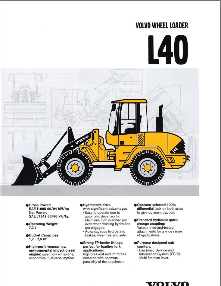 Volvo Wheel Loader L40 Parts and Service Repair Manual PDF