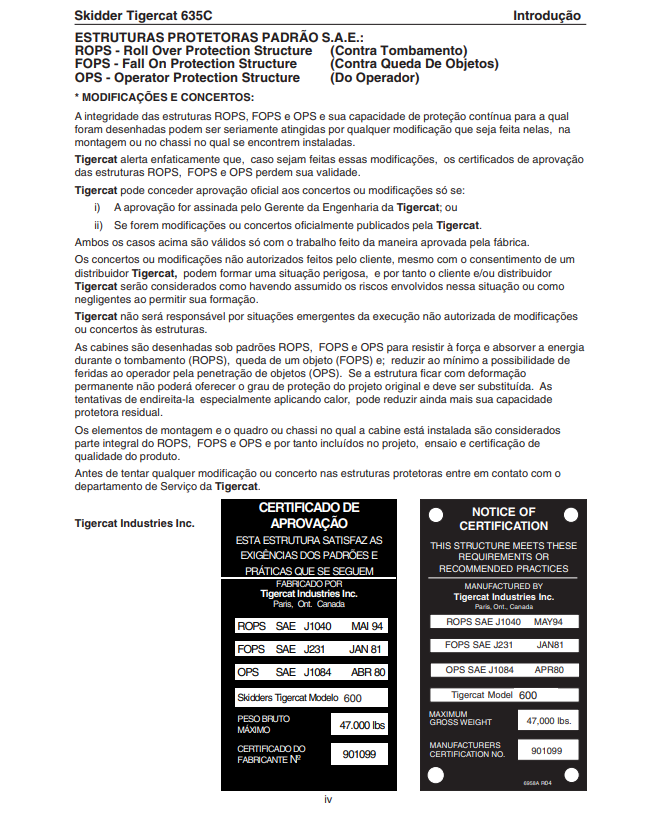 Tigercat 635C Skidder Operator's Manual (32732A)
