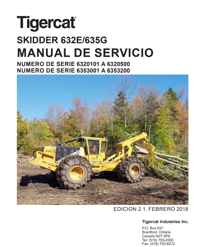 Tigercat 632E, 635G Skidder Service Repair Manual (6320500, 6353200)