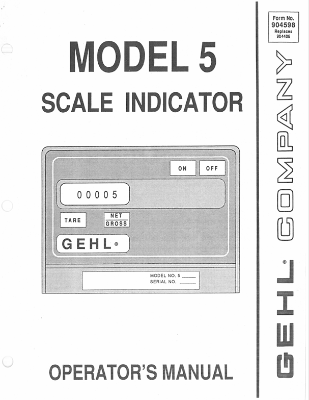 GEHL Model 5 Scale Indicator (904598) Operator Manual PDF Download – Complete Guide