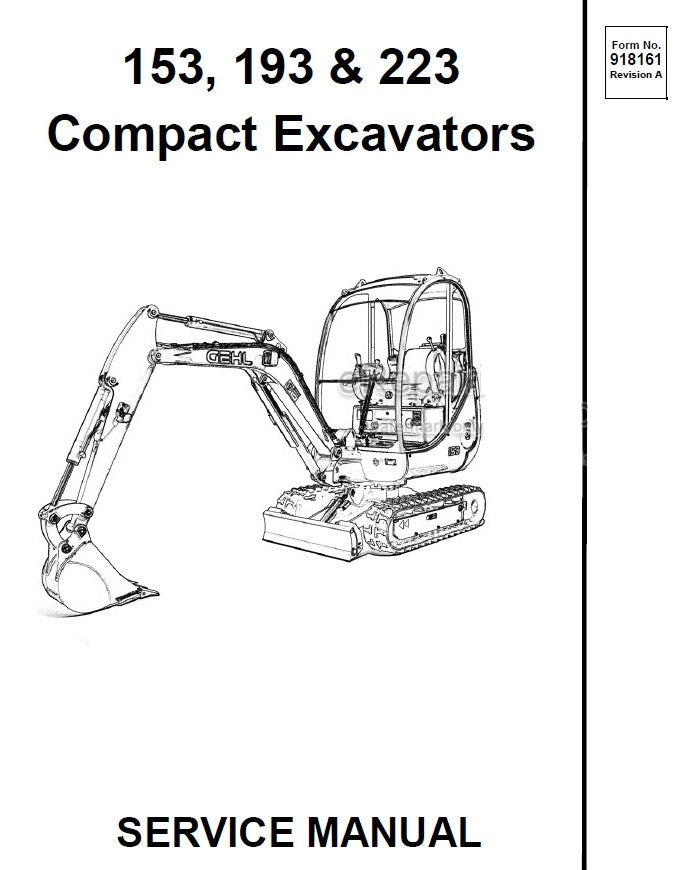 153, 193 & 223 - Gehl Compact Excavators Service Repair Manual PDF Download