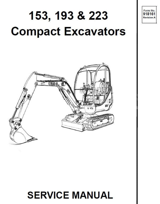 153, 193 & 223 - Gehl Compact Excavators Service Repair Manual PDF Download