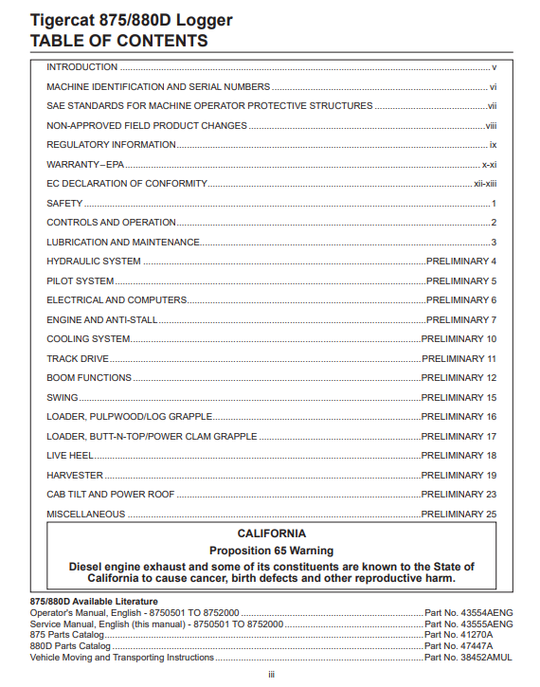 Tigercat 880D Logger Service Repair Manual (8800501-8801500)