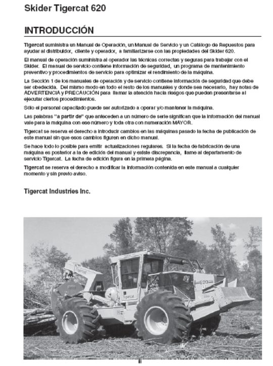 Tigercat 620 Skidder Service Repair Manual (6200111-6200499)