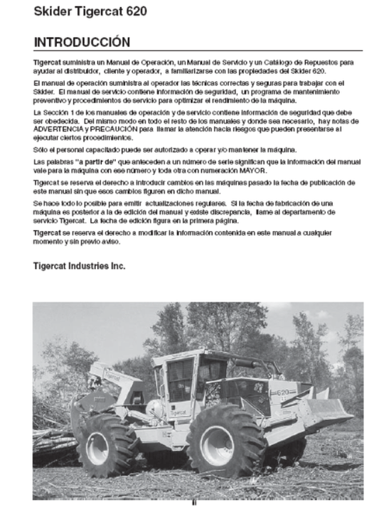 Tigercat 620 Skidder Service Repair Manual (6200111-6200499)