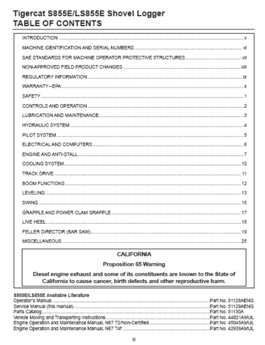 Tigercat LS855E Shovel Logger Service Repair Manual (85503001-85504000)